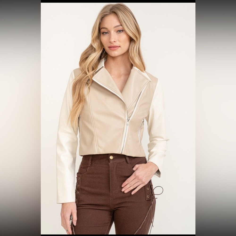 Neutral Colorblock Motojacket